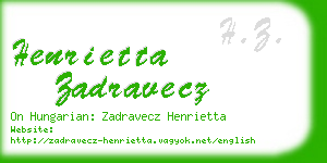 henrietta zadravecz business card